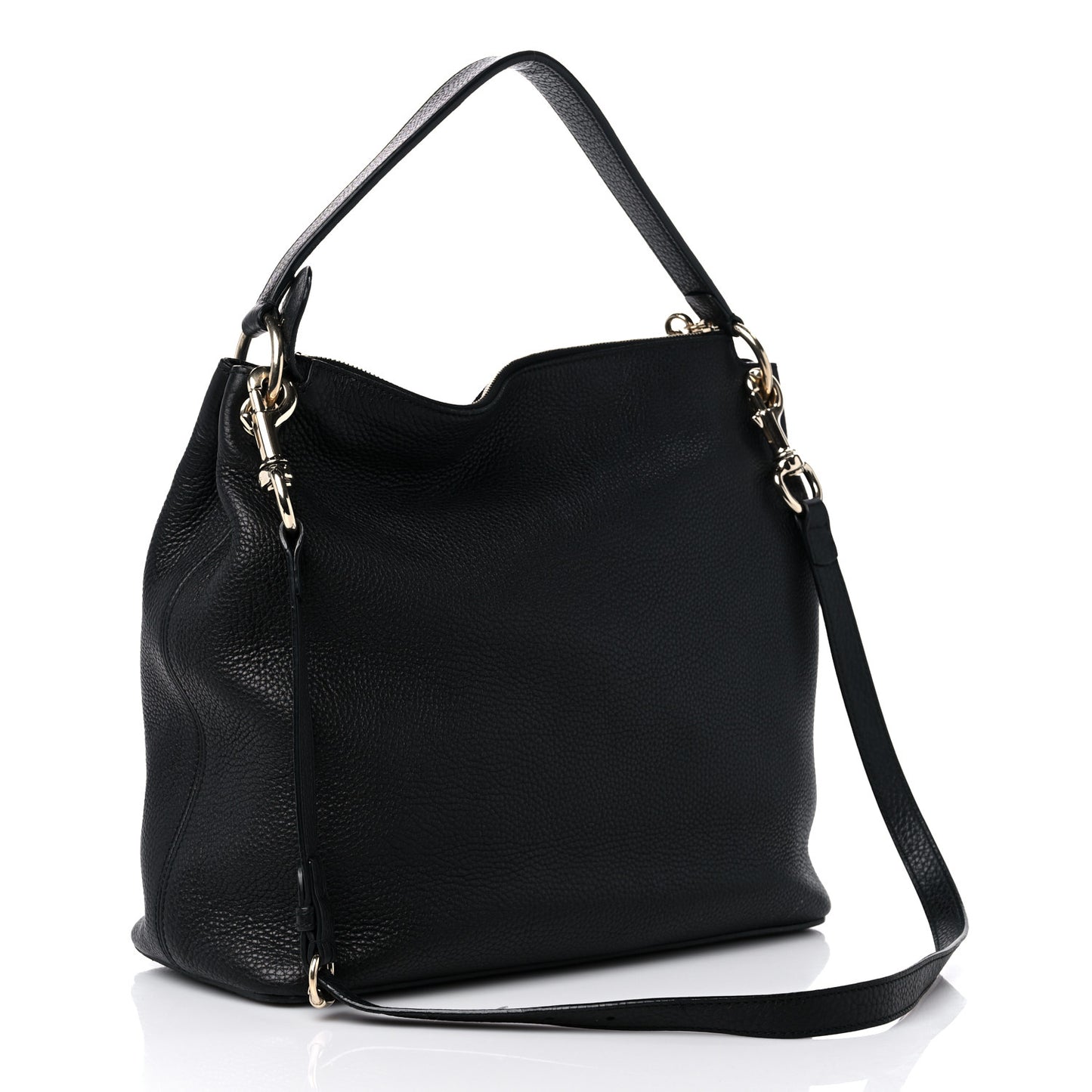 Pebbled Calfskin Large Soho Hobo Black