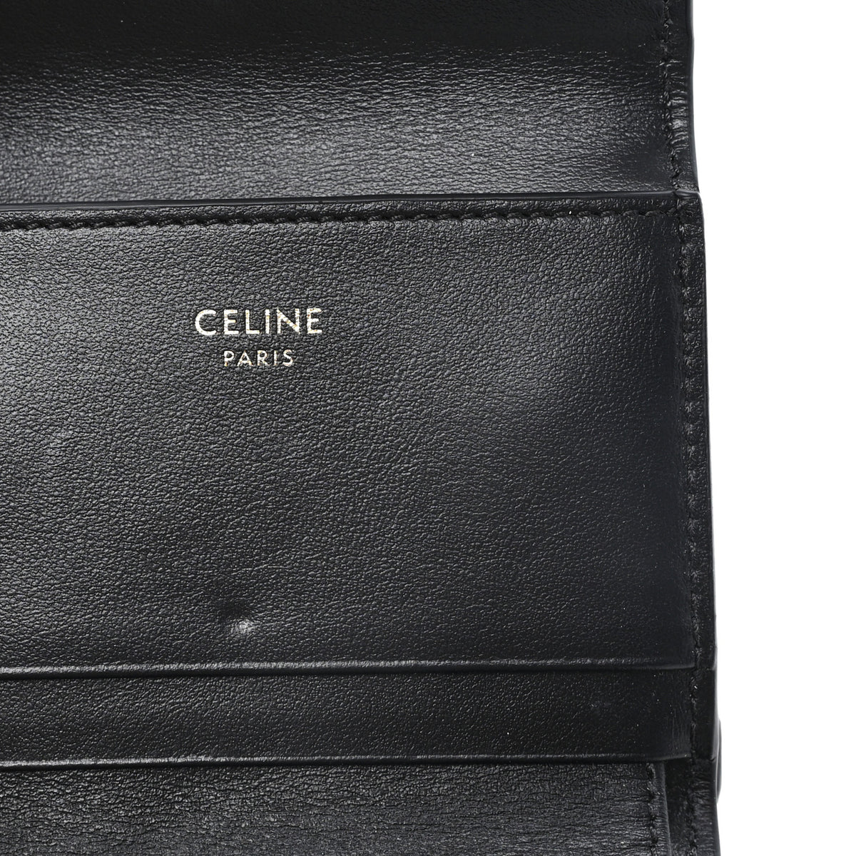 Calfskin Compact Triomphe Wallet With Coin Purse Black