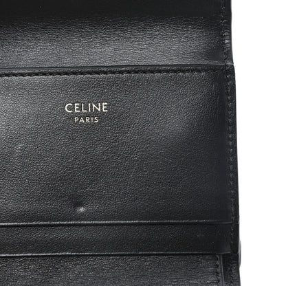 Celine Calfskin Compact Triomphe Wallet With Coin Purse Black 6 of 9