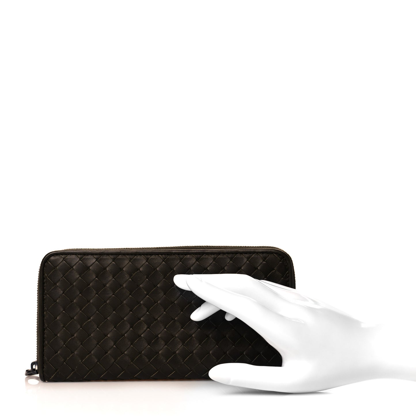 Nappa Intrecciato Zip Around Wallet Kaki Plaster