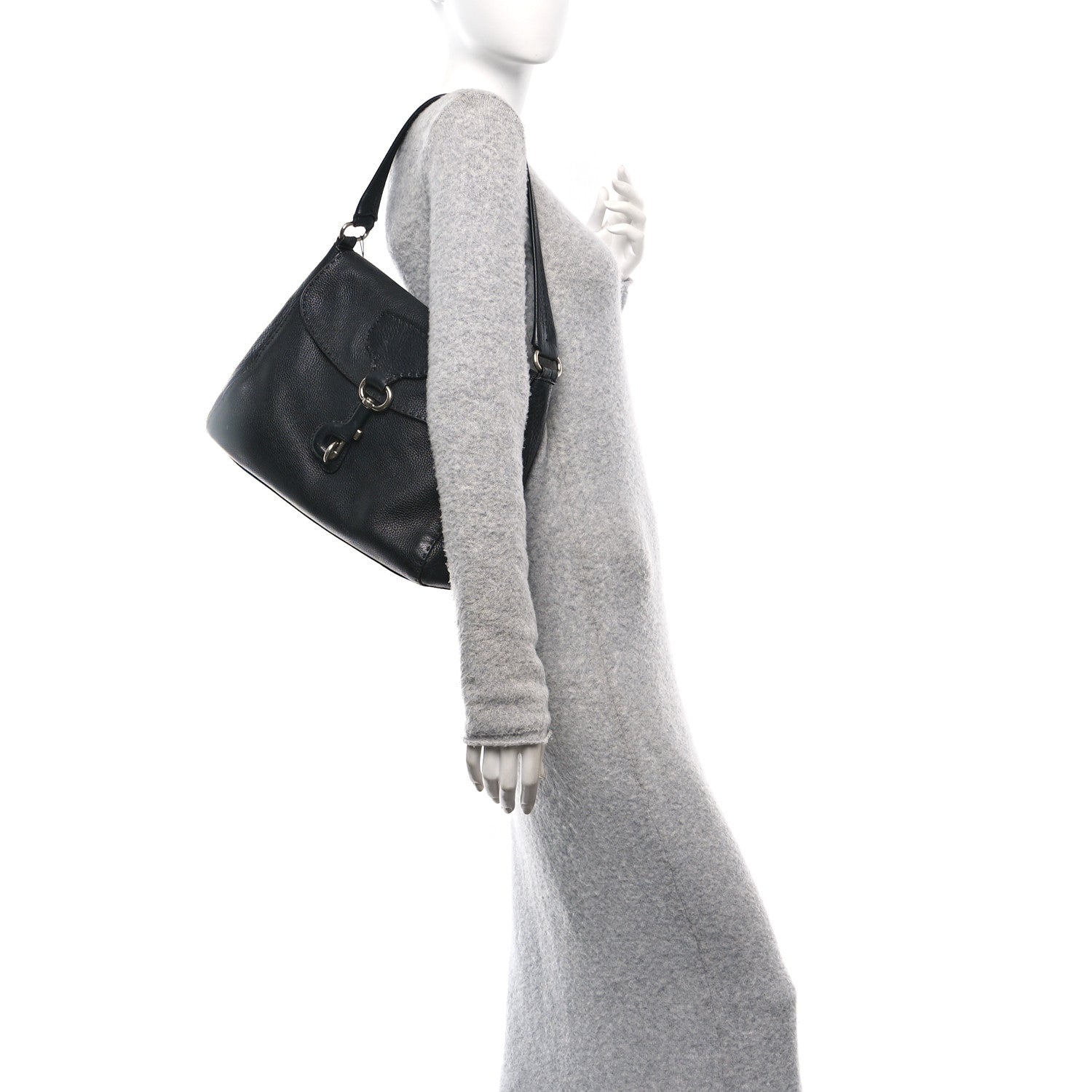Prada Vitello Daino Shoulder Flap Bag Black 2 of 11