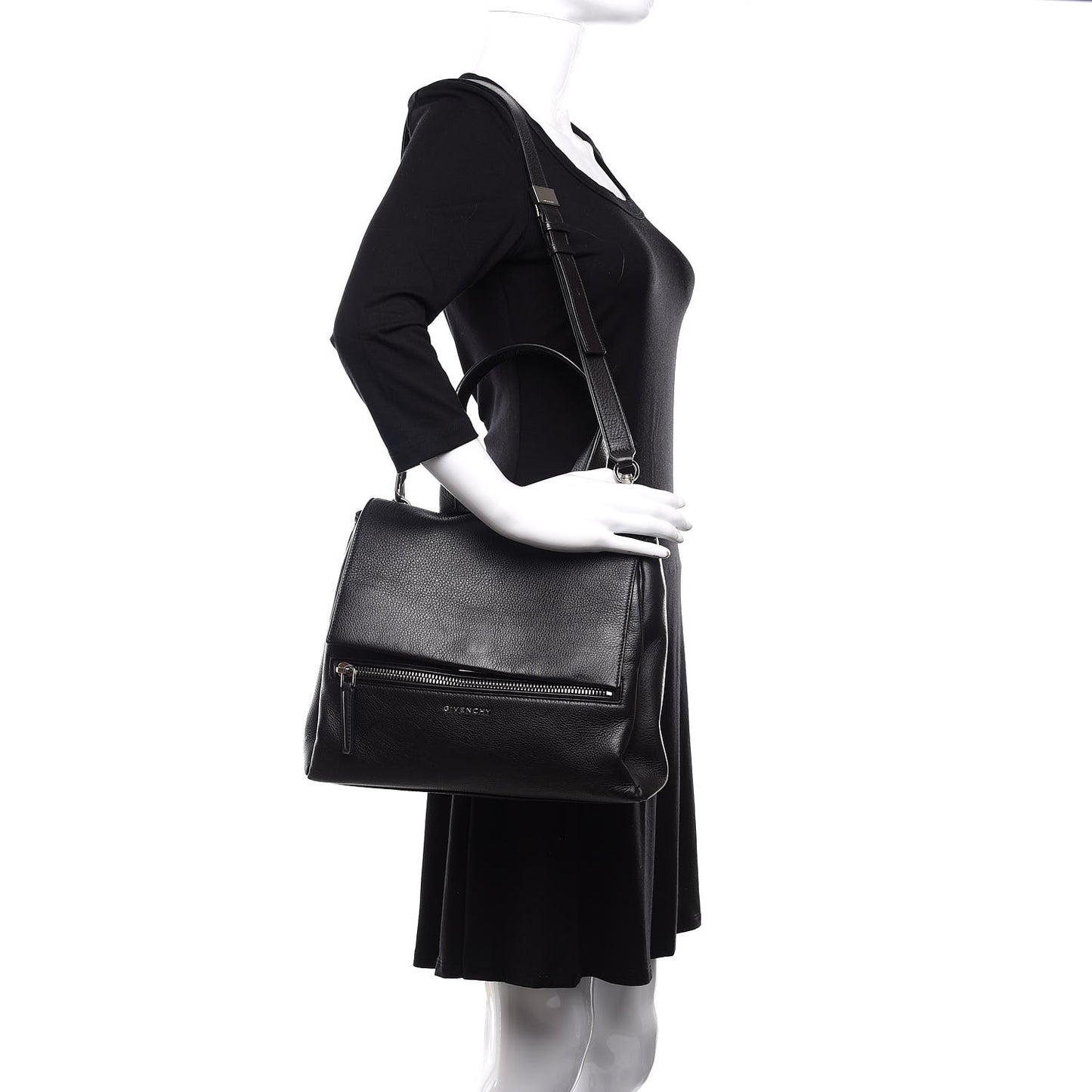 Calfskin Small Pandora Pure Flap Bag Black