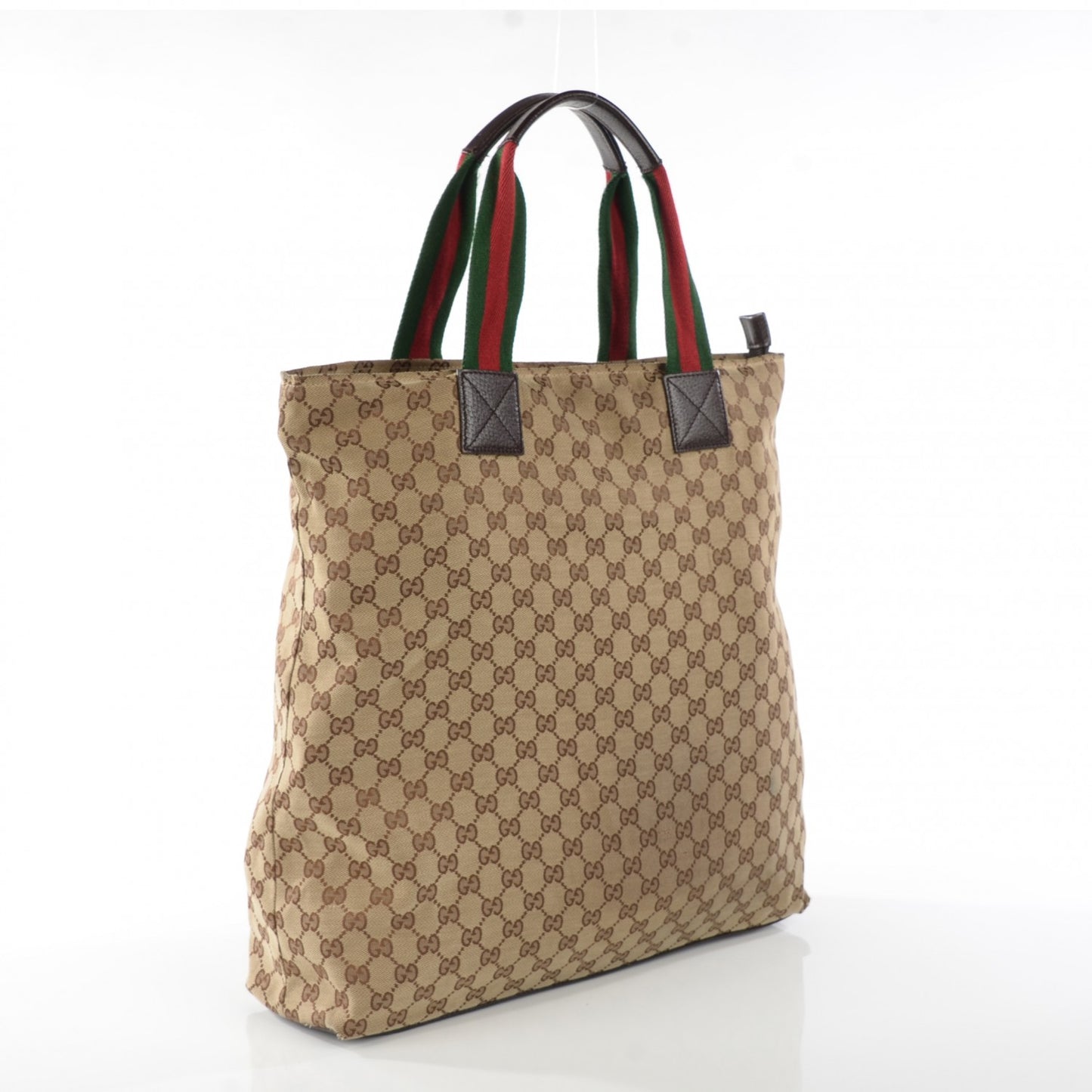 GG Monogram Large Web Handle Vertical Tote Dark Brown