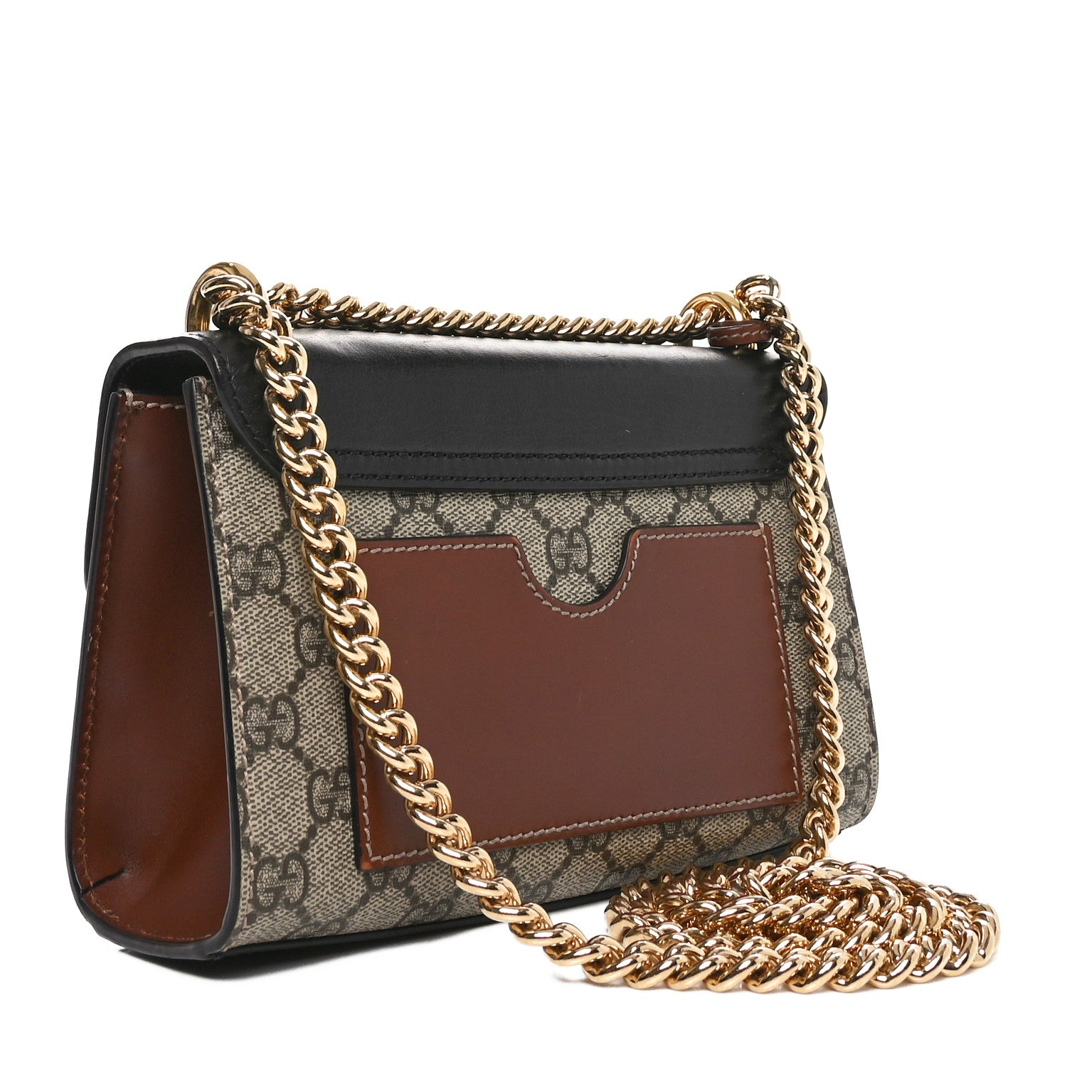 Gucci GG Supreme Monogram Calfskin Small Padlock Shoulder Bag Beige Black Cuir 3 of 10