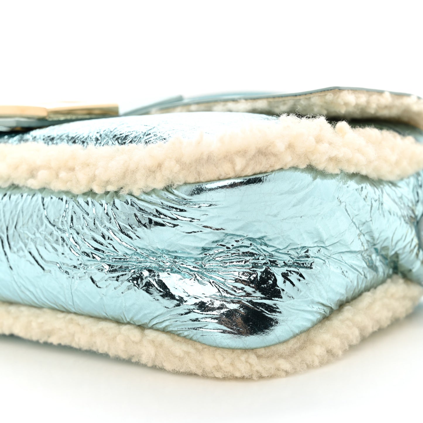 Metallic Lambskin Sheepskin Fur Re-Edition 2005-2006 Baguette Light Blue