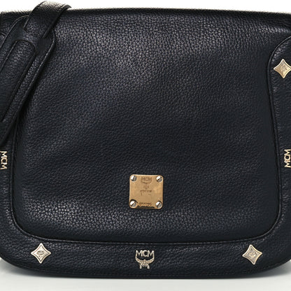 MCM Grained Calfskin Studded Crossbody Bag Black 7 of 9