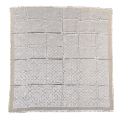 Louis Vuitton Silk Lurex Wool Monogram Shine Shawl Greige 1 of 3