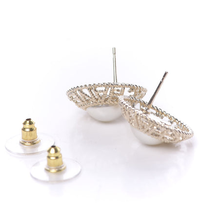 Chanel Pearl CC Round Rope Logo Earrings Gold 3 of 5