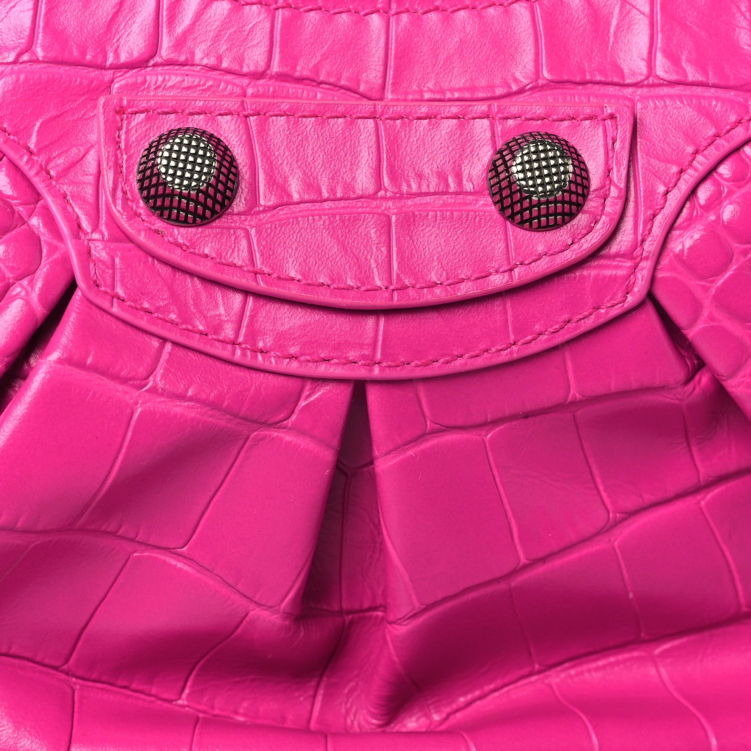 Balenciaga Extra Supple Calfskin Crocodile Embossed XS Le Cagole Shoulder Bag Lipstick Pink 8 of 11