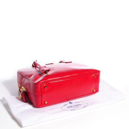 Prada Saffiano Vernice Lux Bauletto Rosso 4 of 9