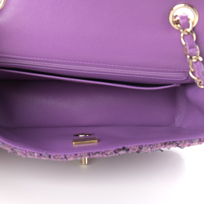Chanel Tweed Quilted Mini Rectangular Flap Light Purple Pink Navy 5 of 11