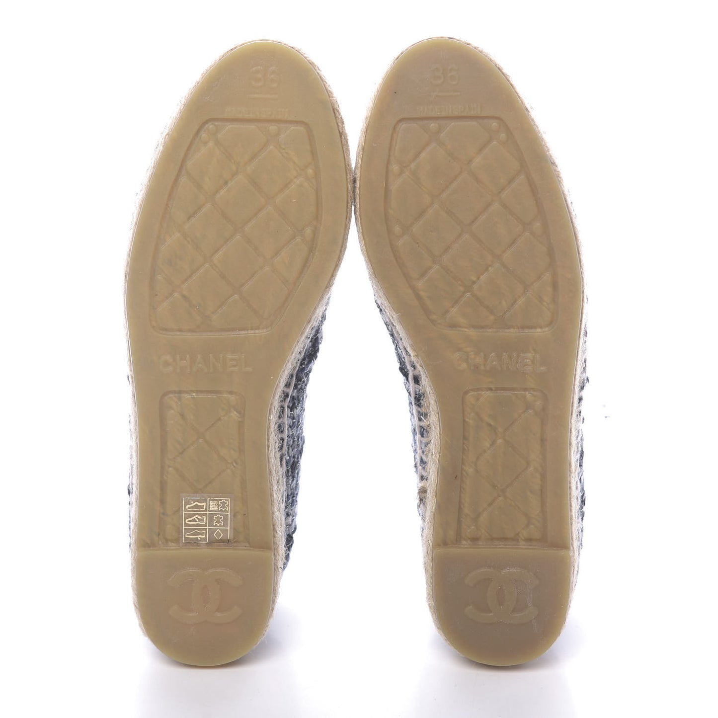 Metallic Tweed Lambskin CC Espadrilles 36 Black Silver