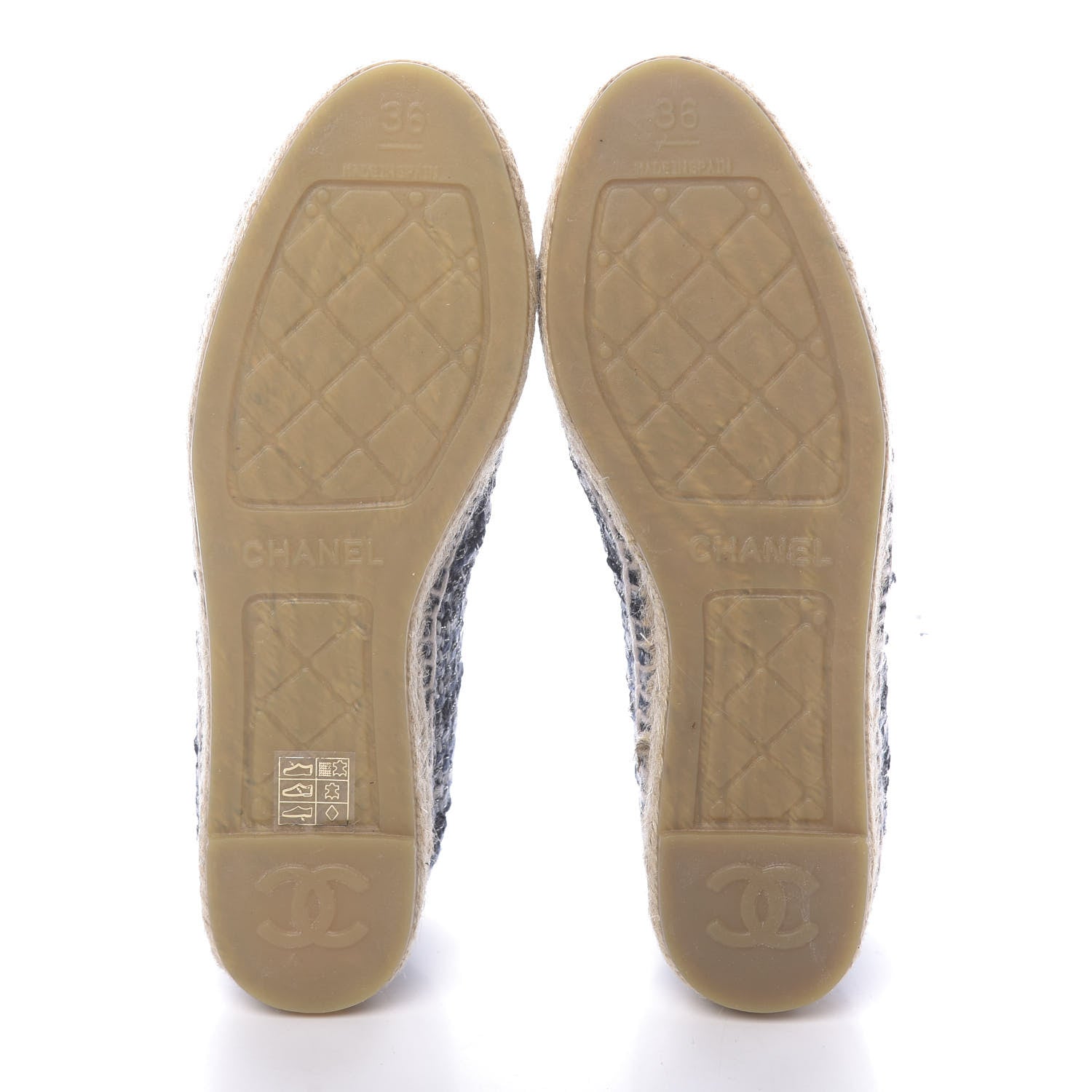 Chanel Metallic Tweed Lambskin CC Espadrilles 36 Black Silver 5 of 11