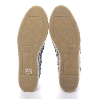 Chanel Metallic Tweed Lambskin CC Espadrilles 36 Black Silver 5 of 11