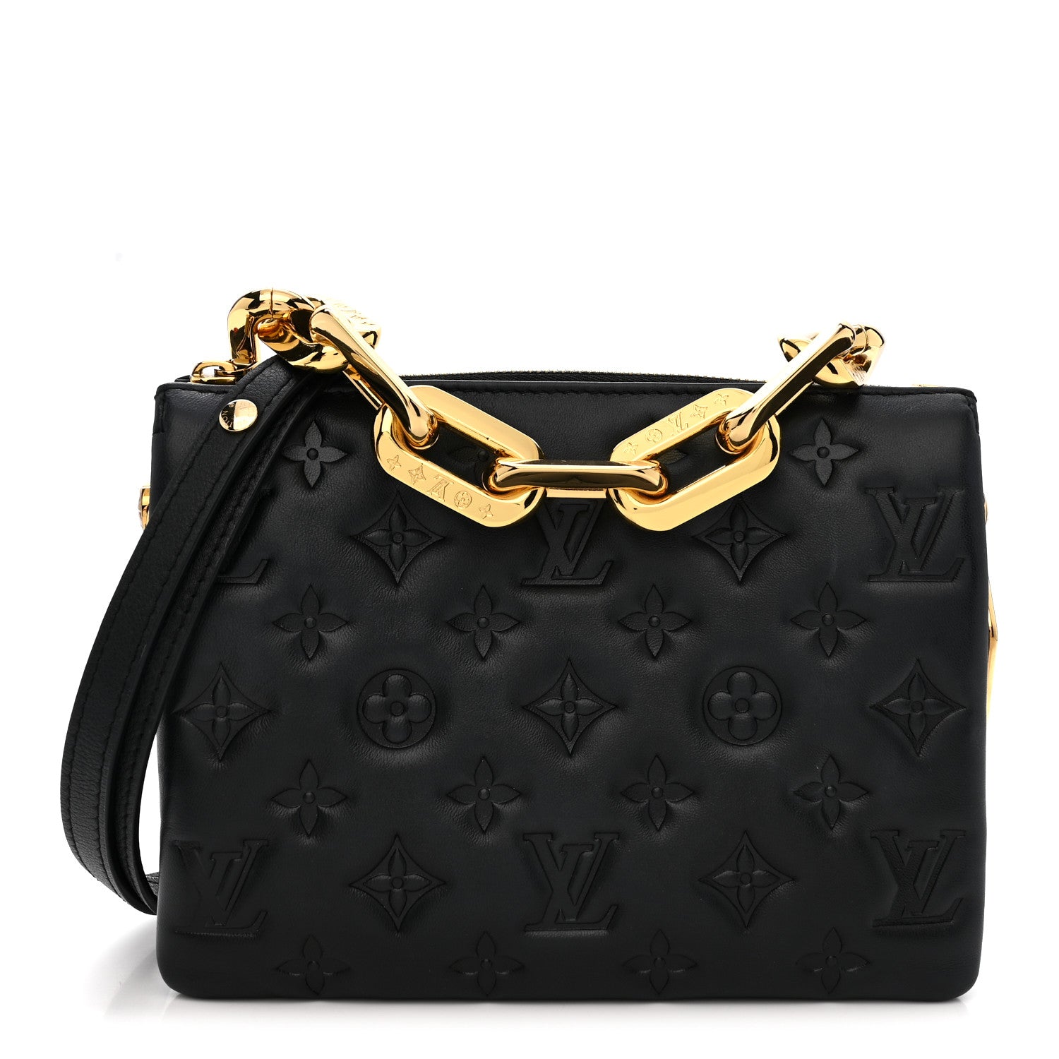 Louis Vuitton Lambskin Embossed Monogram Coussin BB Black 1 of 12