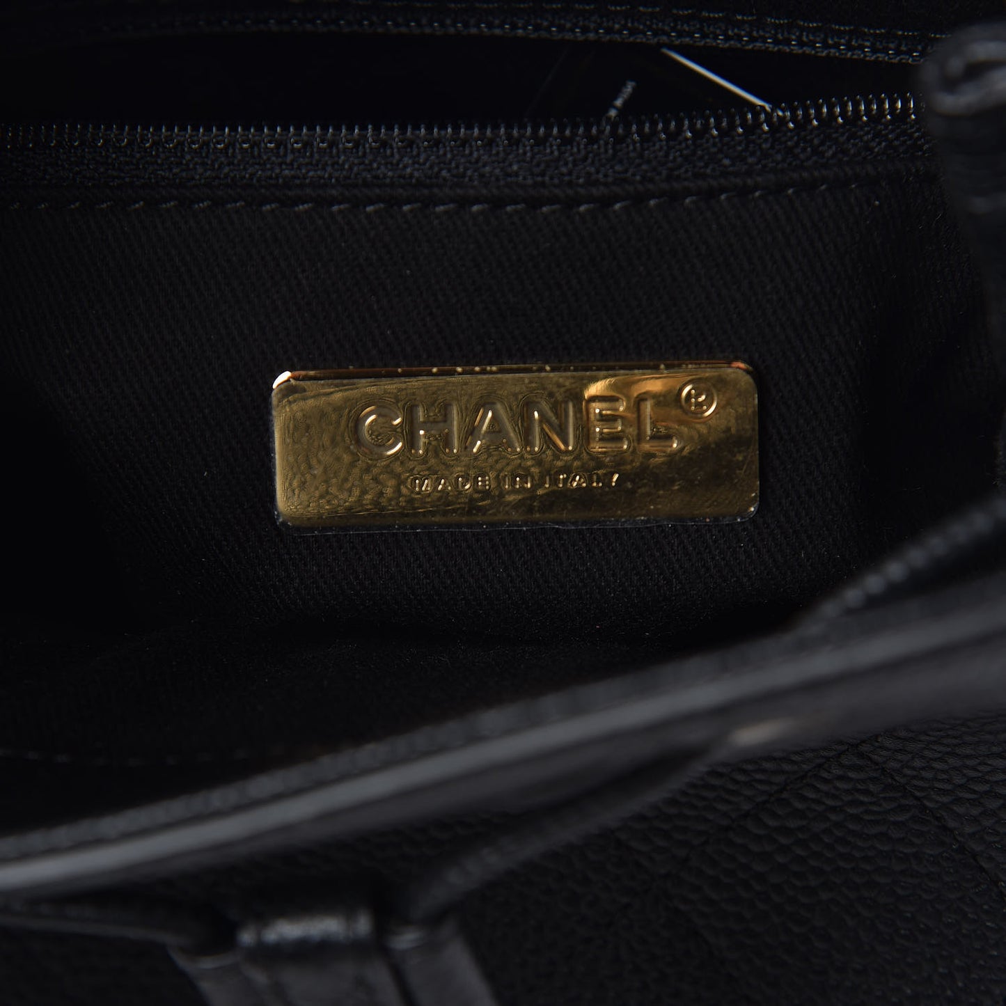 Grained Calfskin Stitched Small Drawstring Bag Black