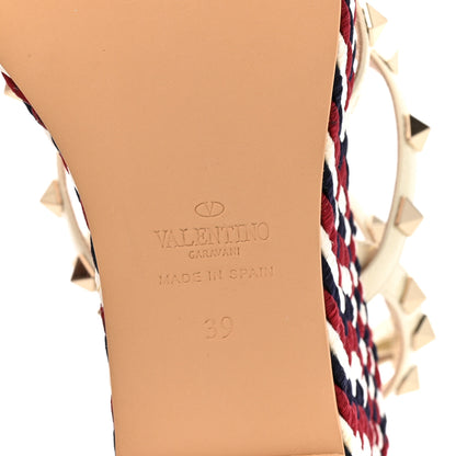 Valentino Garavani Patent Rockstud Ankle Strap Torchon Espadrille Caged 25/95mm Wedge Sandals 39 Light Ivory 7 of 10