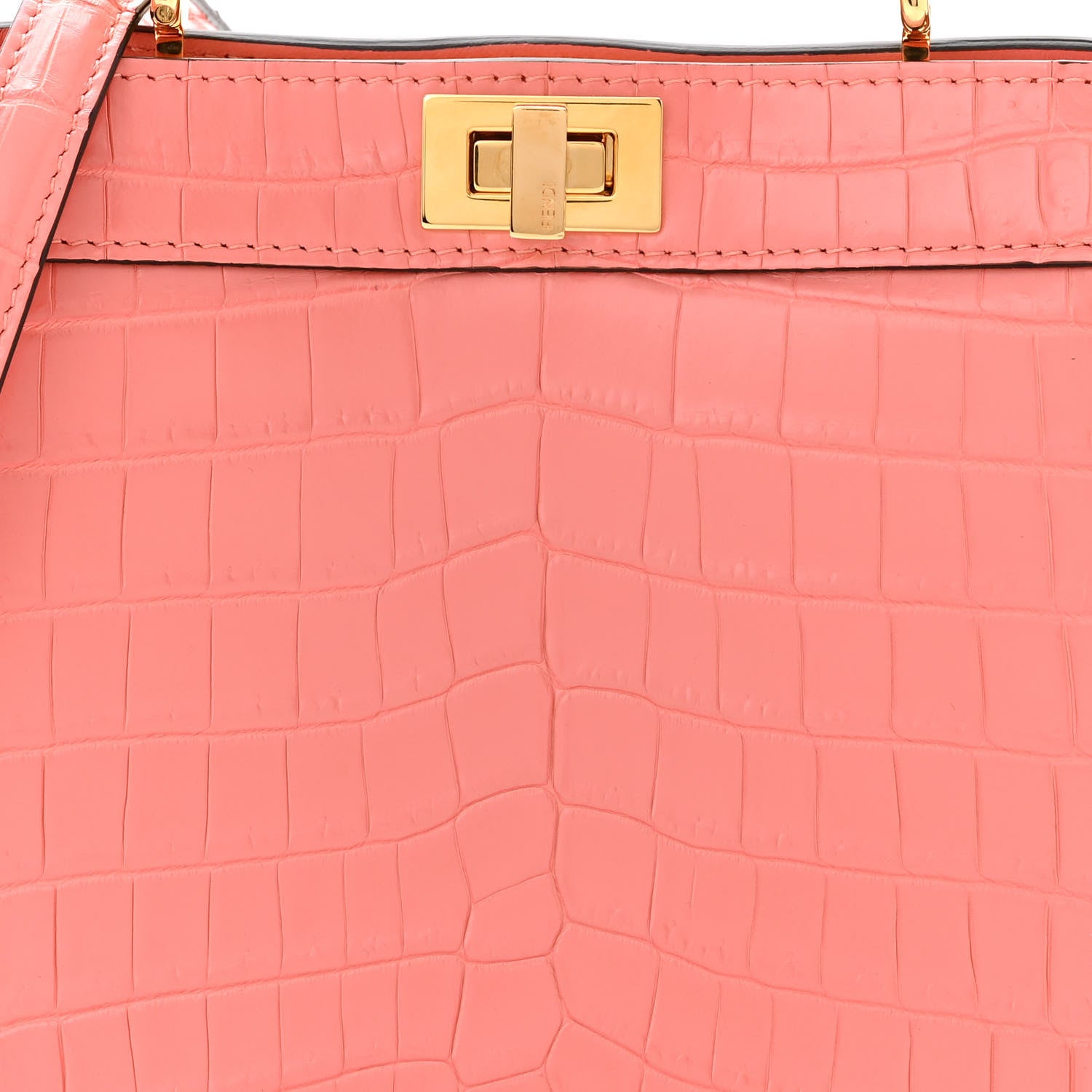 Fendi Shiny Crocodile Petite Peekaboo I SEE U Satchel Pink 7 of 9