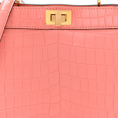 Fendi Shiny Crocodile Petite Peekaboo I SEE U Satchel Pink 7 of 9