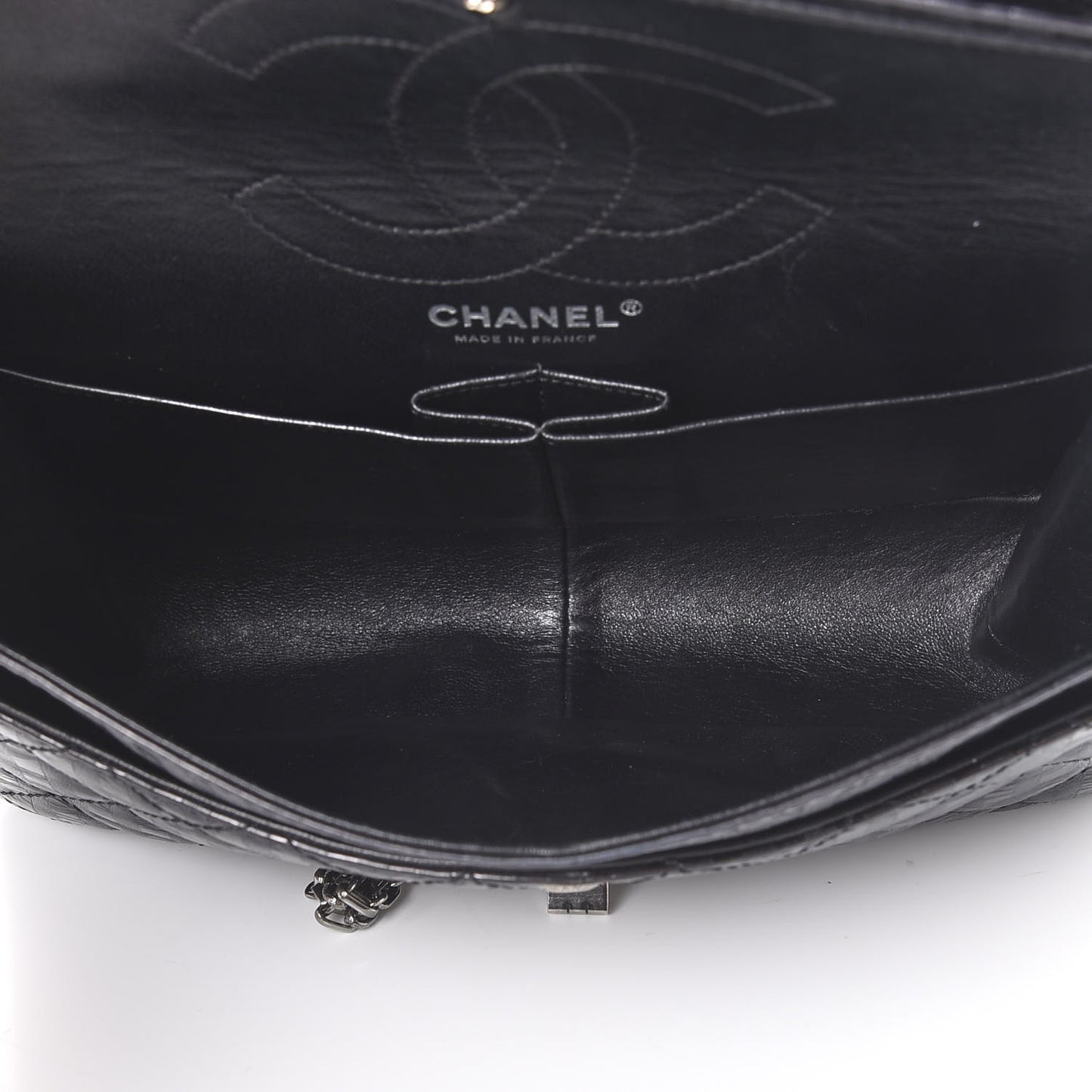 Metallic Calfskin Striped 2.55 Reissue 226 Flap Black