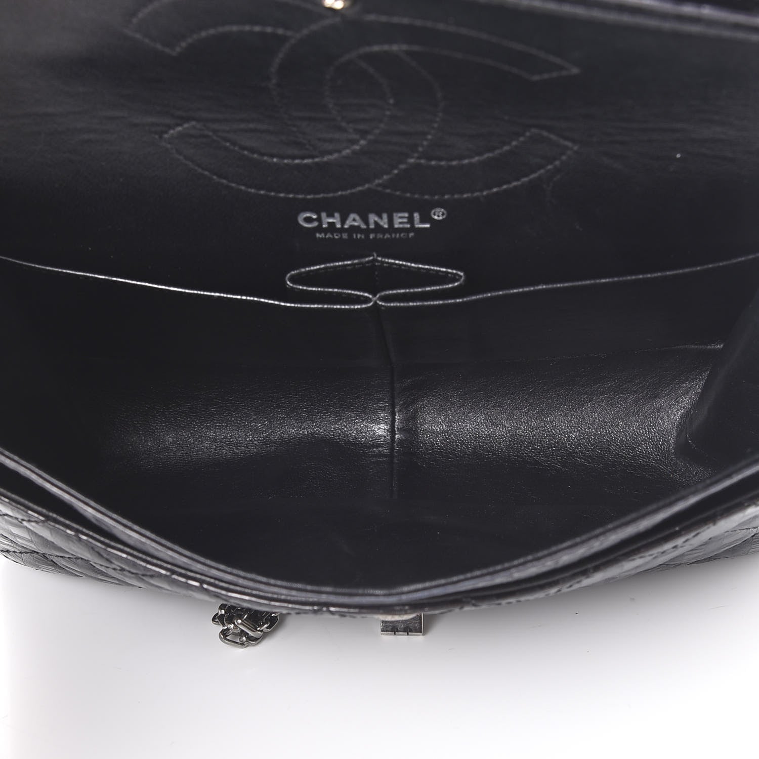 Chanel Metallic Calfskin Striped 2.55 Reissue 226 Flap Black 4 of 12