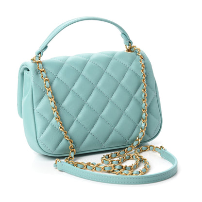 Chanel Calfskin Quilted Top Handle Flap Light Blue 3 of 11