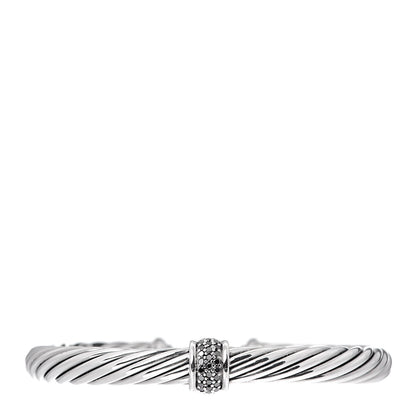 David Yurman Sterling Silver Black Diamond 7mm Cable Classics Station Bracelet 1 of 4