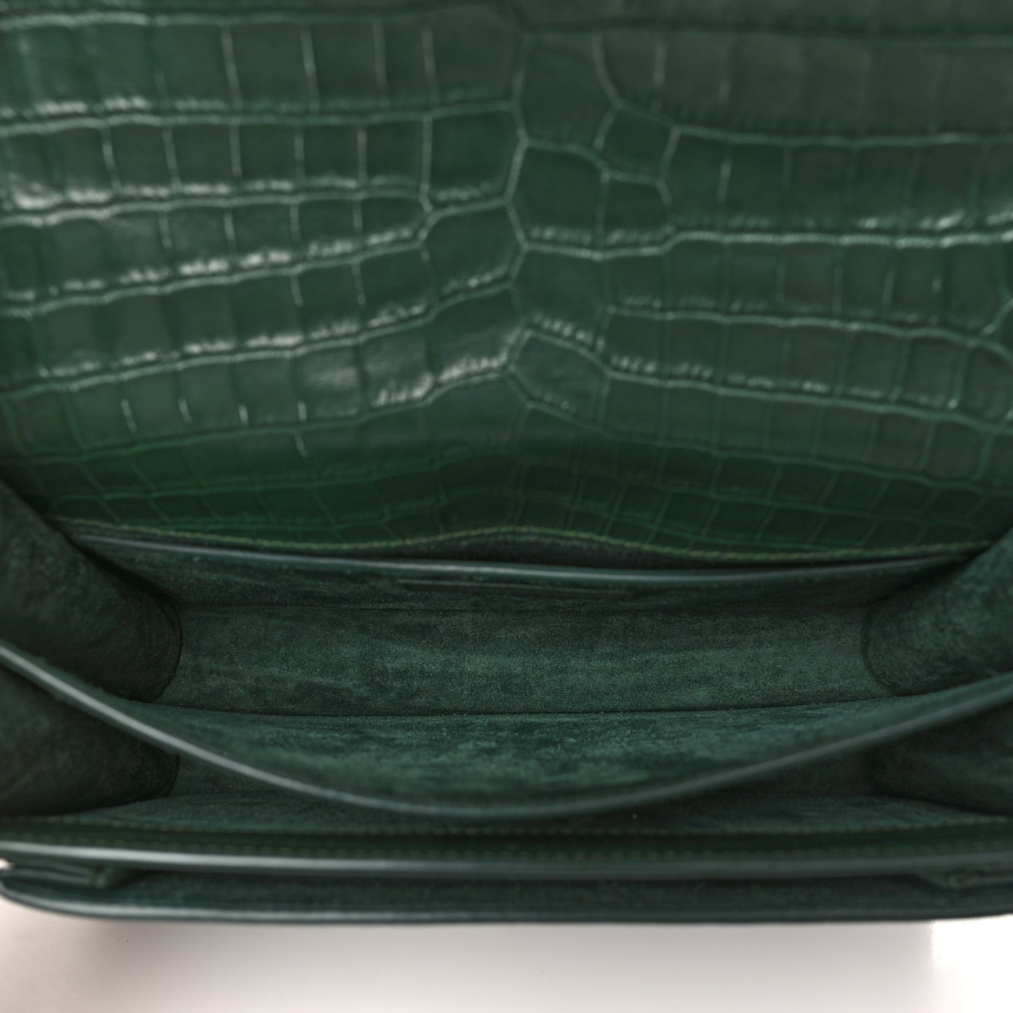 Calfskin Crocodile Embossed Medium Monogram Sunset Dark Green