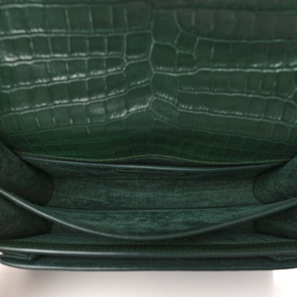 Saint Laurent Calfskin Crocodile Embossed Medium Monogram Sunset Dark Green 5 of 9