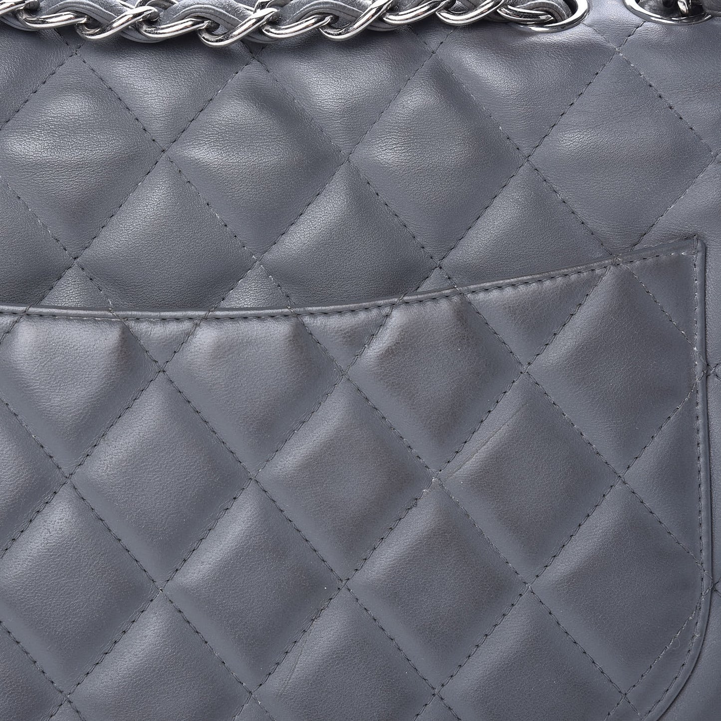 Lambskin Quilted Jumbo Single Flap Grey