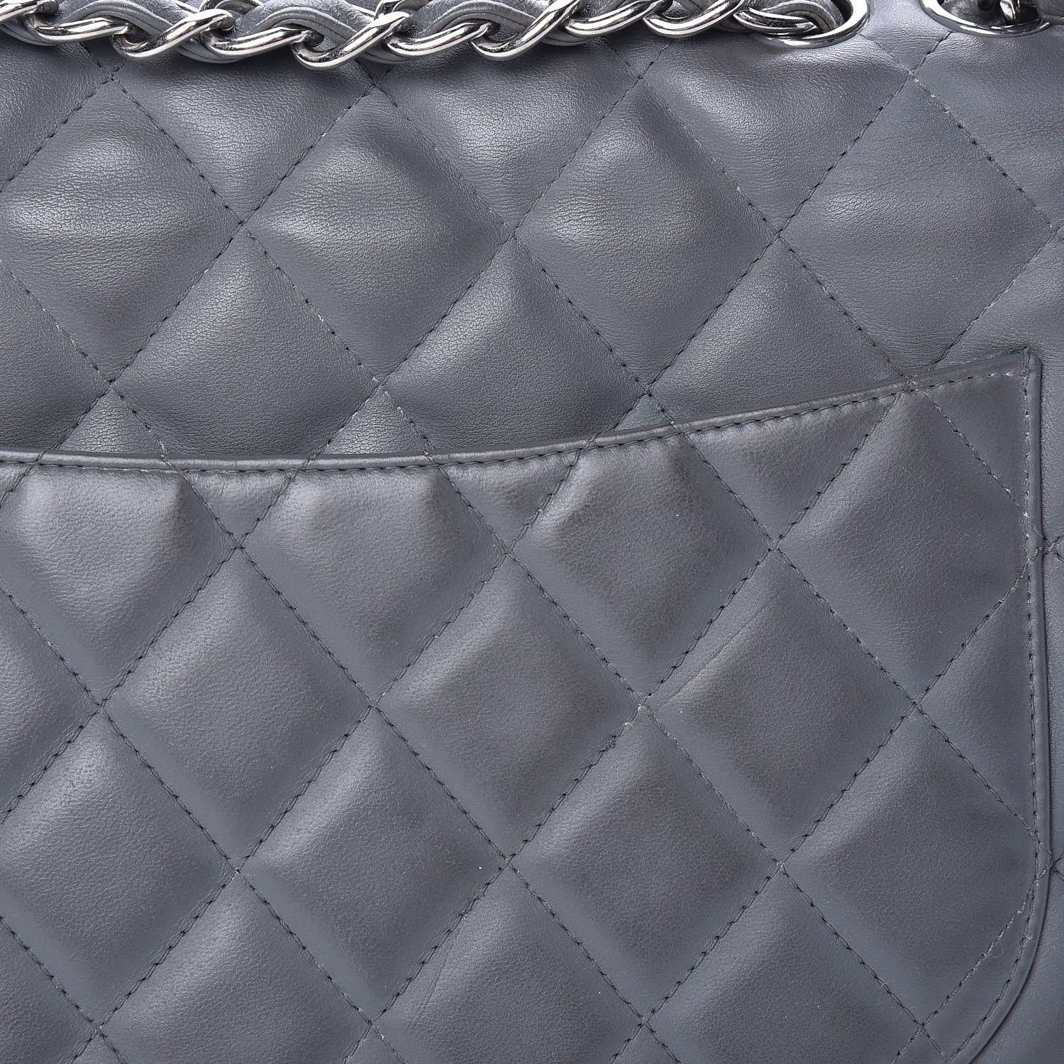 Chanel Lambskin Quilted Jumbo Single Flap Grey 20 of 20