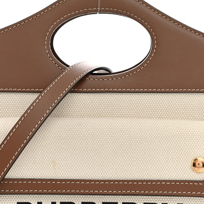 Burberry Canvas Smooth Calfskin Two Tone Mini Pocket Bag Natural Malt Brown 8 of 14