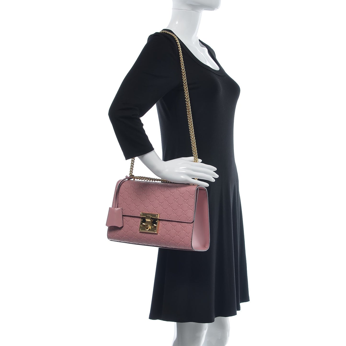 Guccissima Signature Medium Padlock Shoulder Bag Rose Baby Candy