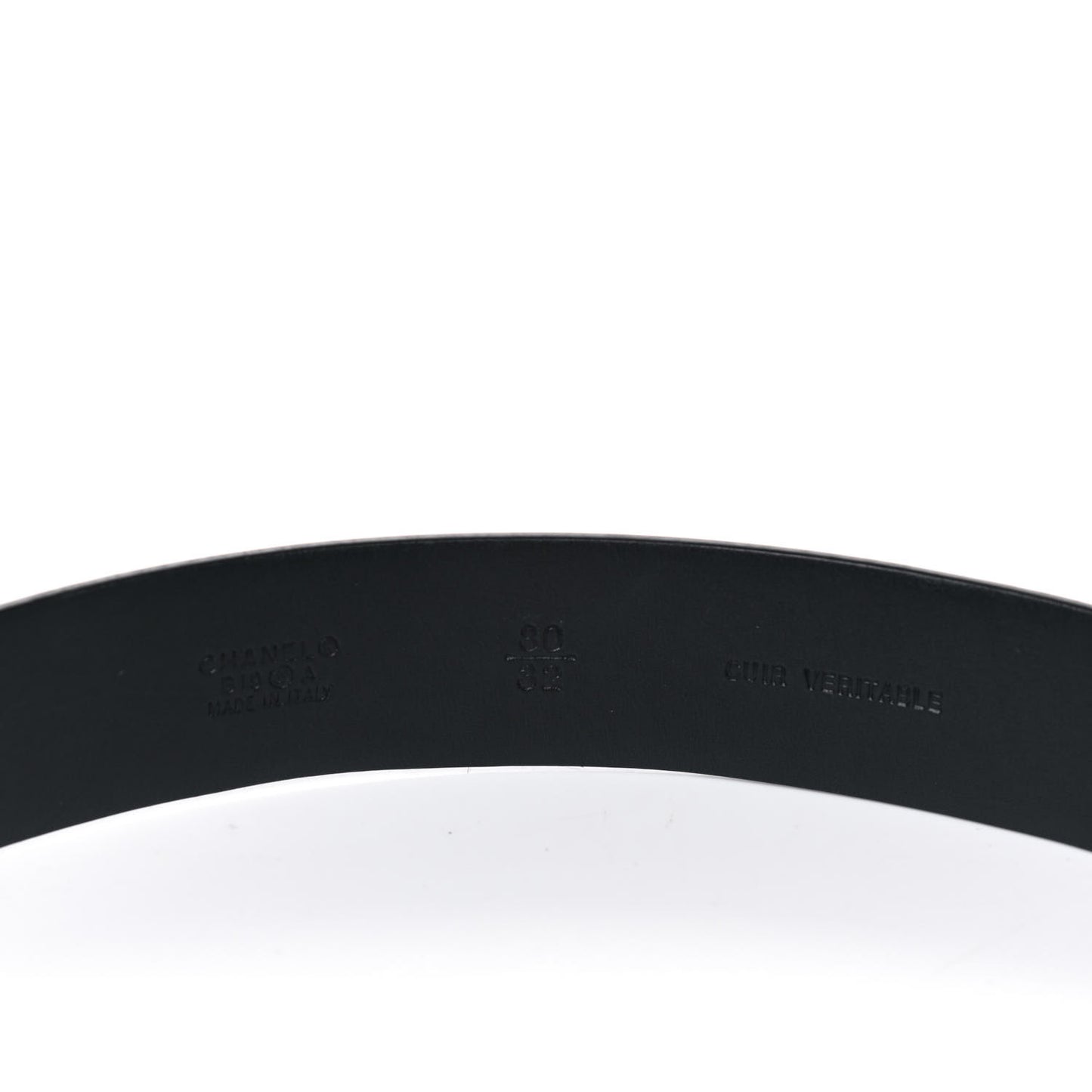 Calfskin Crystal Metal Quilted CC Belt 80 32 Black