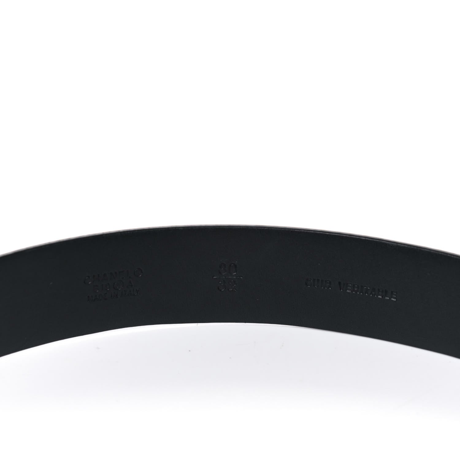 Chanel Calfskin Crystal Metal Quilted CC Belt 80 32 Black 3 of 4