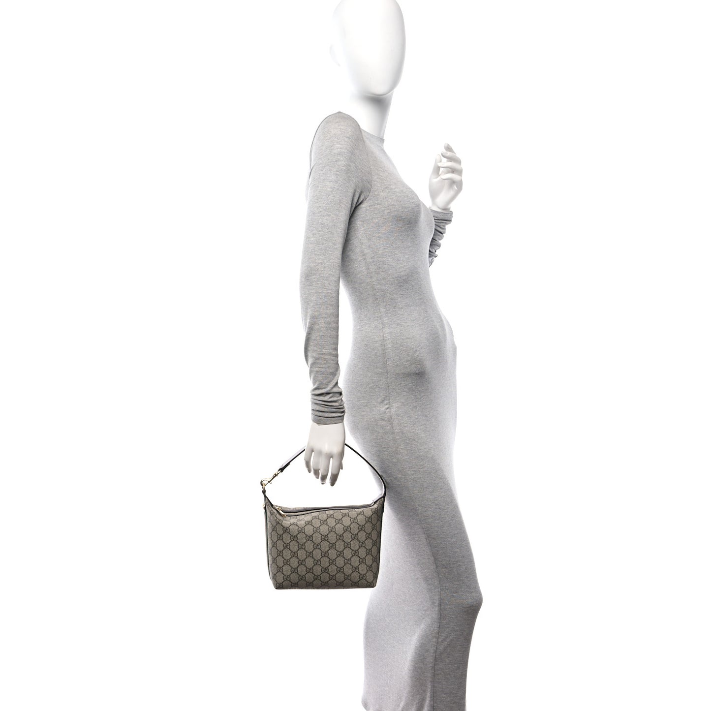 GG Supreme Monogram Textured Calfskin Web Super Mini Ophidia Shoulder Bag Beige Ebony New Acero