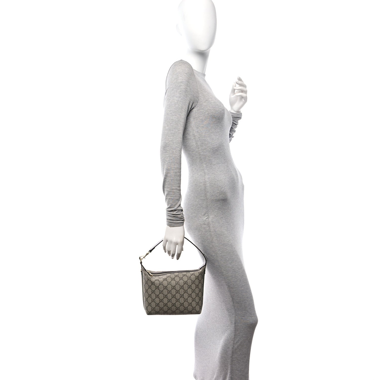 Gucci GG Supreme Monogram Textured Calfskin Web Super Mini Ophidia Shoulder Bag Beige Ebony New Acero 2 of 12