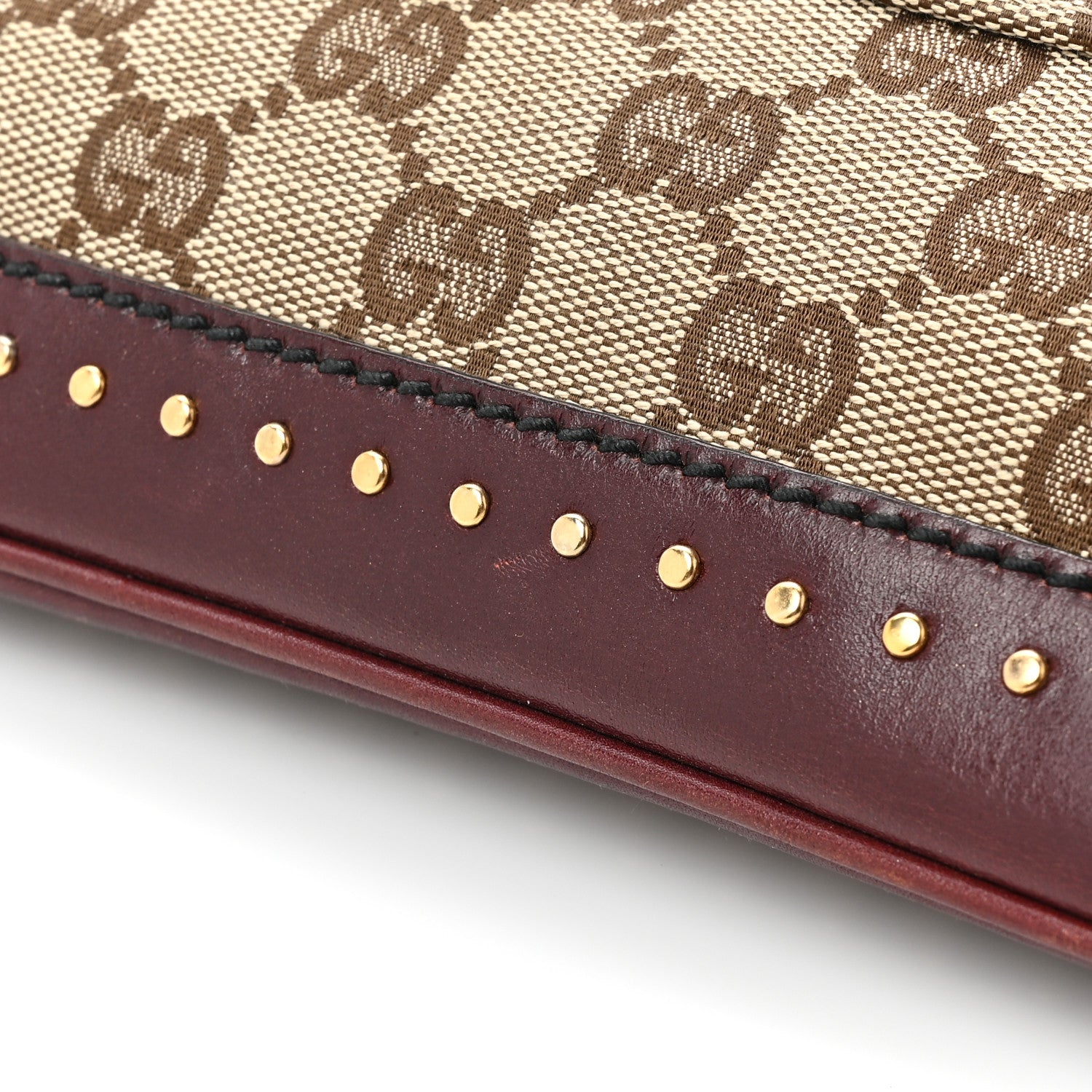 Gucci Monogram Studded Horsebit Clutch Bordeaux 14 of 14