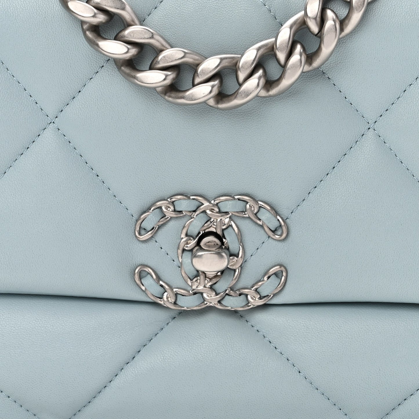 Lambskin Quilted Medium Chanel 19 Flap Light Blue