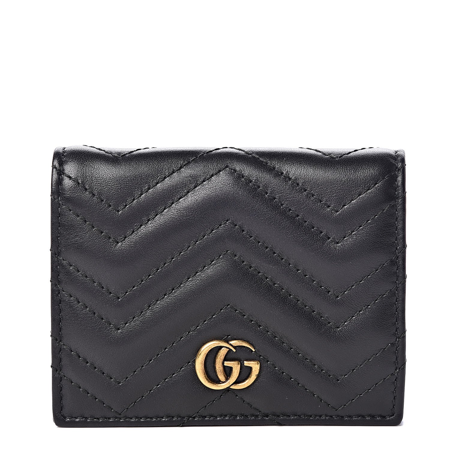 Gucci Calfskin Matelasse GG Marmont Card Case Black 1 of 7
