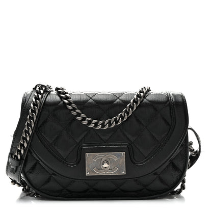 Chanel Shiny Goatskin Quilted Small Double Chained Messenger Flap Black 1 of 13