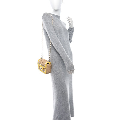 Chanel Raffia Chain Venice Beach Mini Flap Bag Beige Yellow 2 of 13
