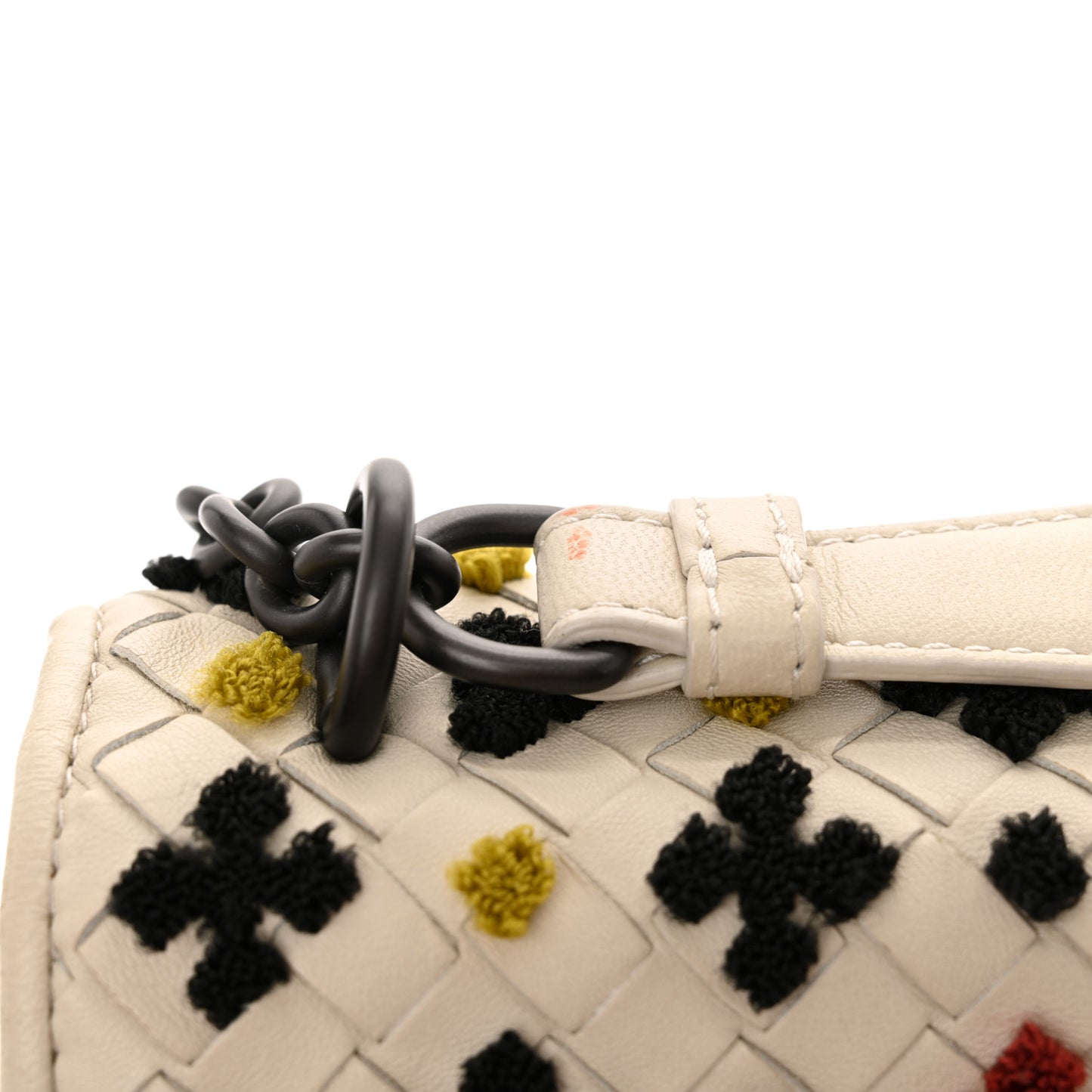 Nappa Intrecciato Embroidered Mosaic Olimpia Shoulder Bag White Multicolor