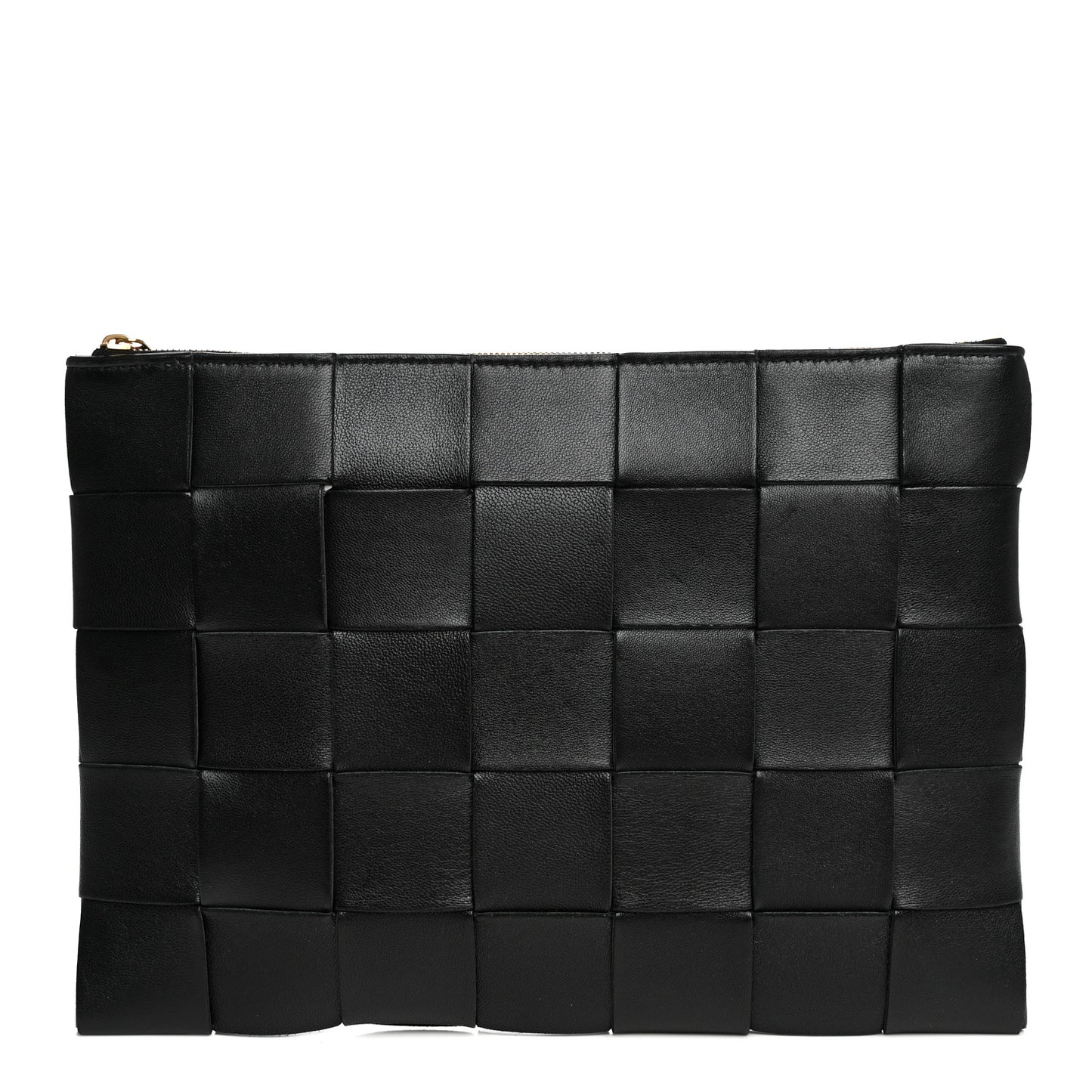 Nappa Maxi Intrecciato Medium Cassette Flat Zip Pouch Black