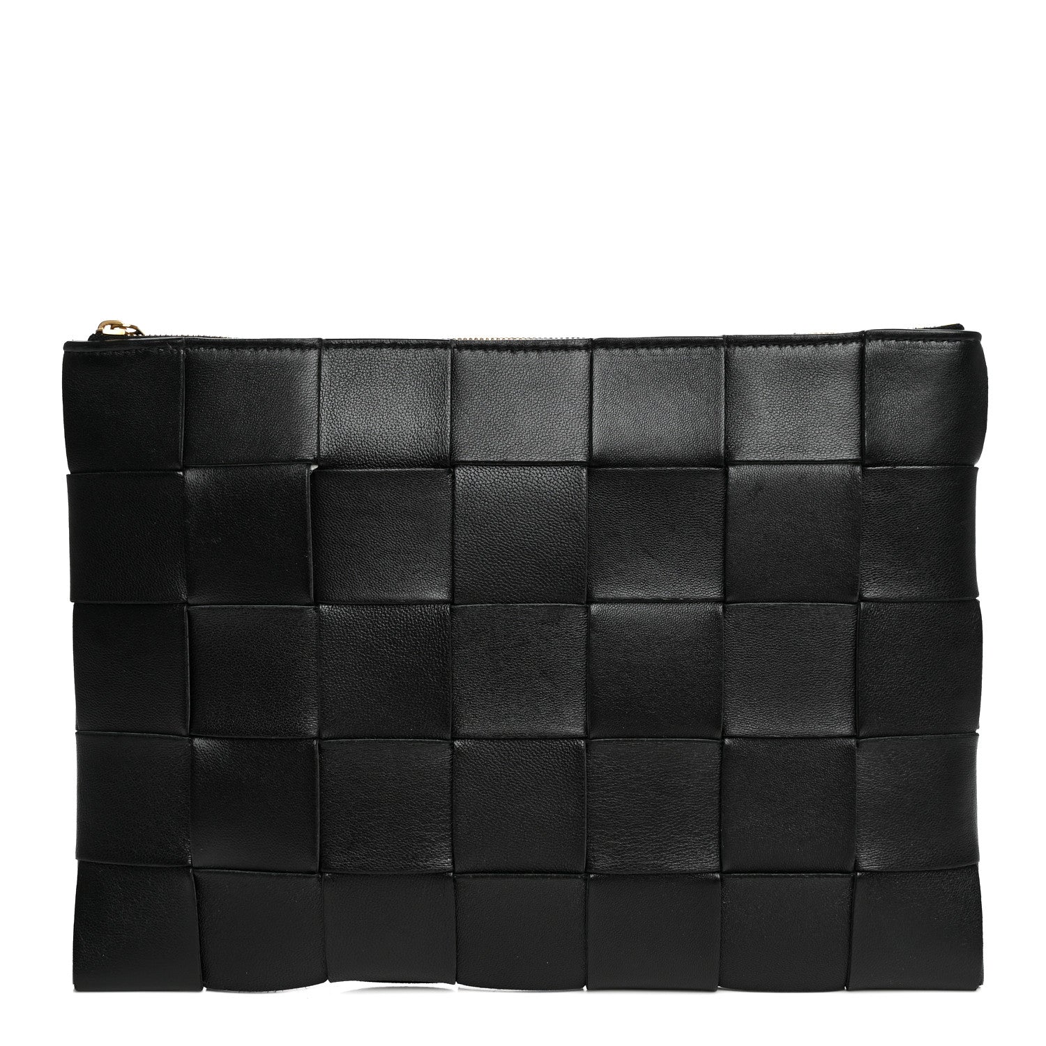 Bottega Veneta Nappa Maxi Intrecciato Medium Cassette Flat Zip Pouch Black 1 of 6