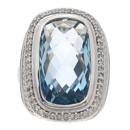 David Yurman Sterling Silver Blue Topaz Diamond 21mm Albion Statement Ring 54 7 1 of 5