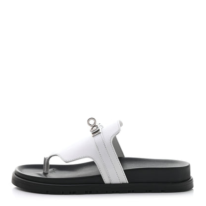 Hermes Calfskin Womens Empire Sandals 35 White 1 of 11