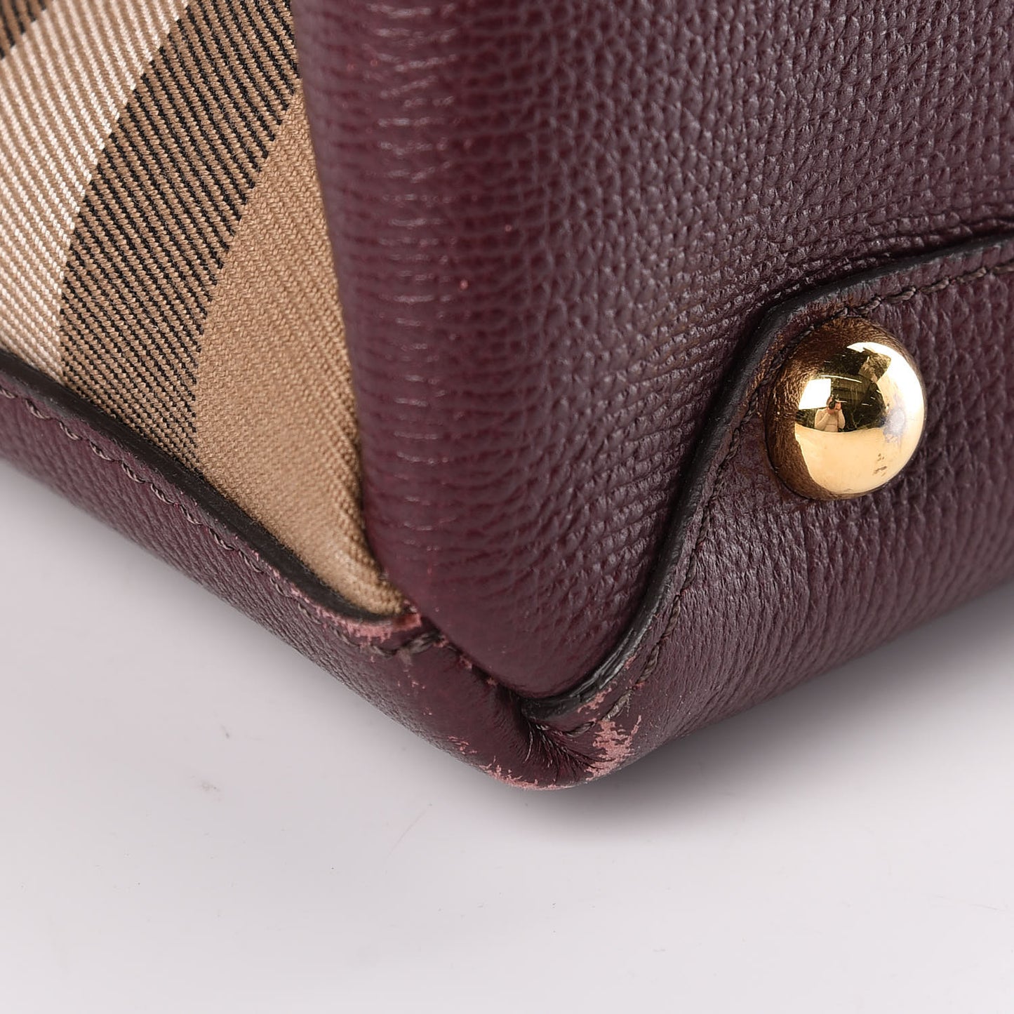 Grainy Calfskin House Check Medium Banner Tote Mahogany Red