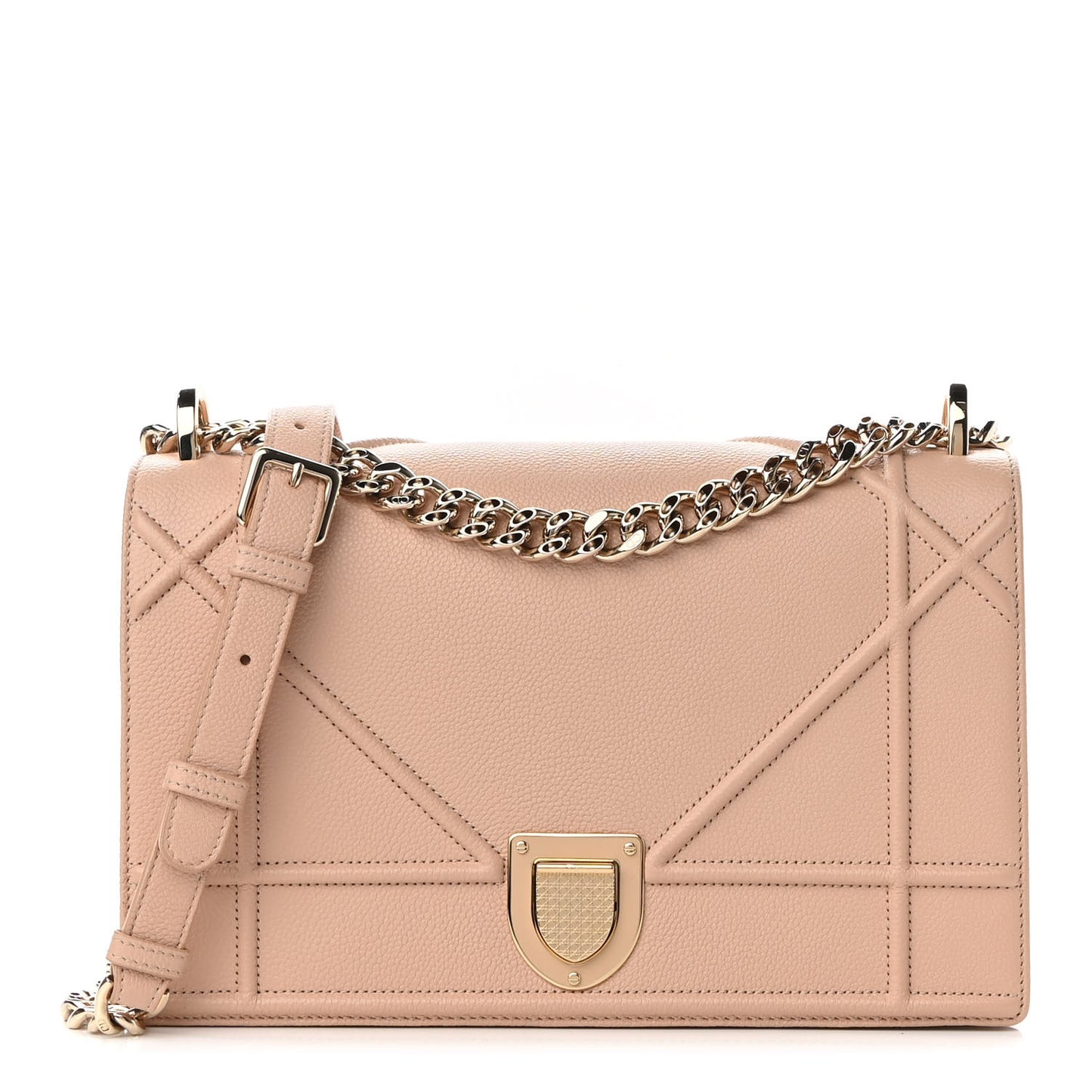 Grained Calfskin Medium Diorama Flap Bag Nude