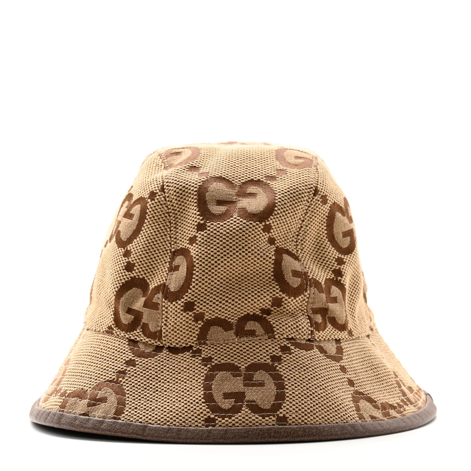 Gucci Monogram Jumbo GG Bucket Hat M Camel Ebony New Acero 3 of 9